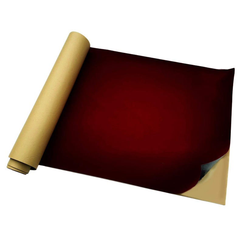 HSDK 19 Inches by 100 Inches Self-Adhesive Flannel Fabric for Jewelry Box Lint Lining Sticky (Dark Red) - Image 1